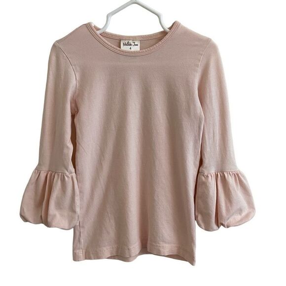 Matilda Jane Light Pink Tee with 3/4 Length Puffer Bell Sleeves Size 4 - Picture 1 of 4